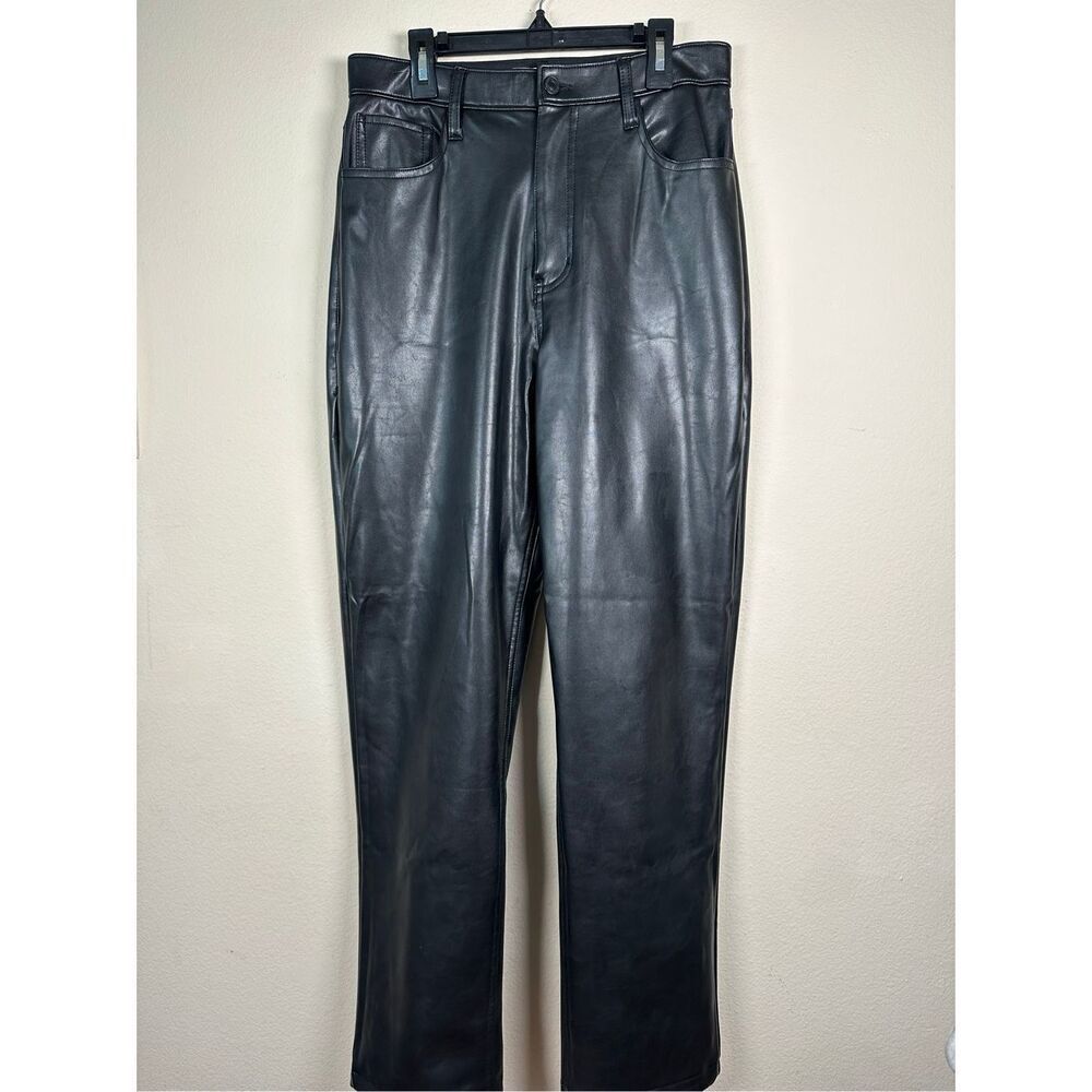 Abercrombie & Fitch The '90s Straight Ultra High Rise Black Faux Leather Pants C